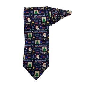 Cape Cod Neckwear Christmas Trees Santa Claus Noel Peace Joy Necktie